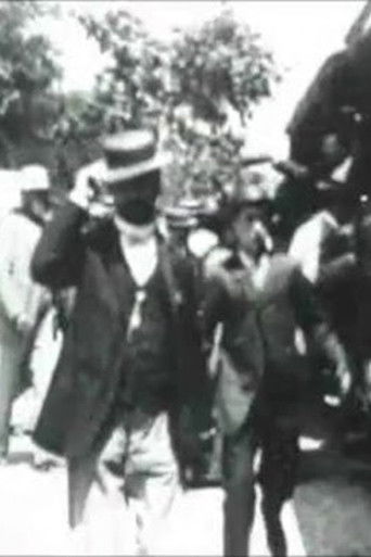 Tramway à vapeur et passagers Poster